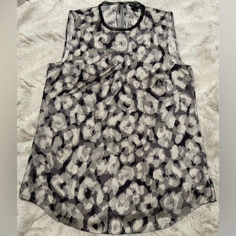 THEORY Silk Swintin Reflect Print Sleeveless Top Size Small - Picture 2 of 12